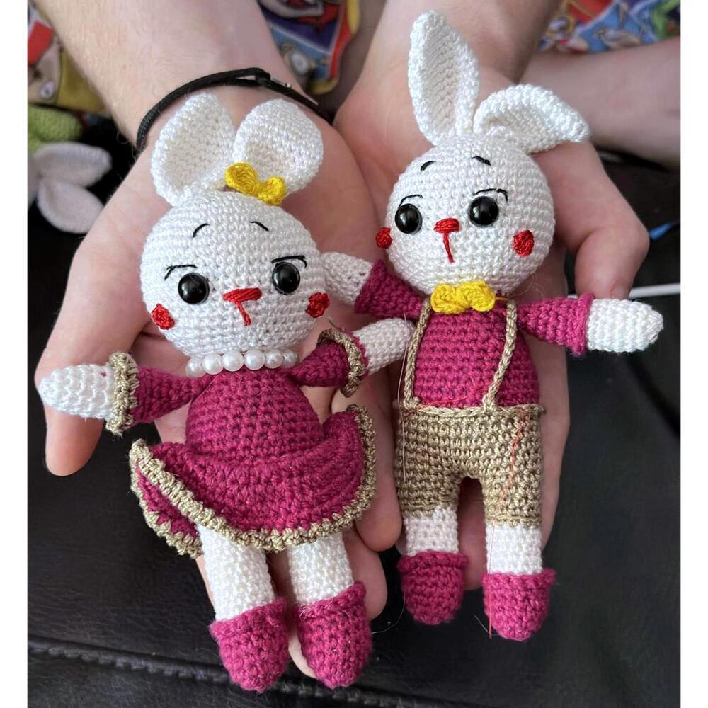 Adorable Handmade Crochet Bunny Dolls - Cute Plush Toy Couple